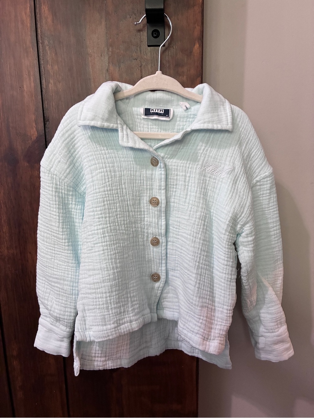 Kith Toddler Unisex Button Down Gauzy Cotton Shirt 4T Mint Beach Vacation Summer